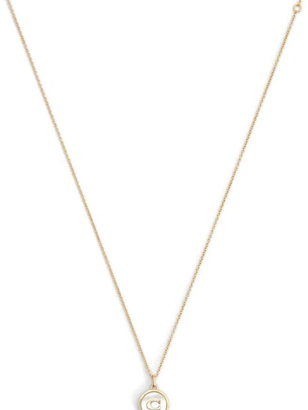 NWT! COACH Mother Of Pearl Signature Coin Pendant Necklace